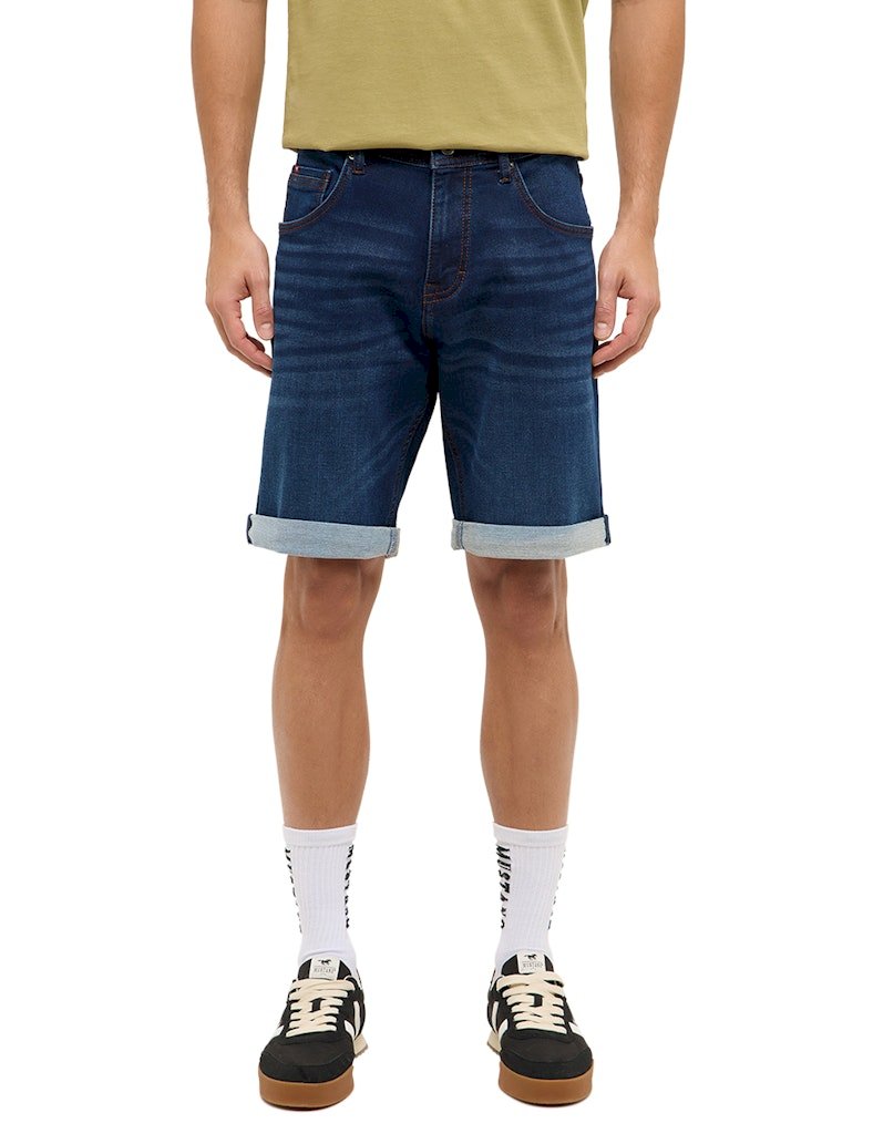 Férfi sötétkék Mustang slim fit farmer rövidnadrág