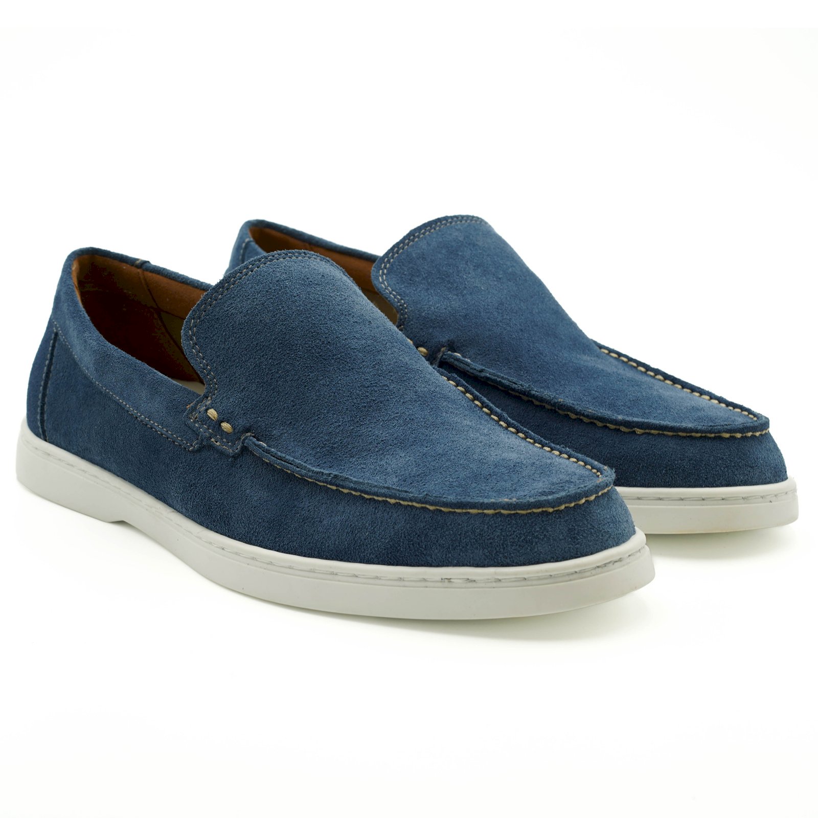 Mocassins en cuir bleus pour homme C0114RN1233_BLEU