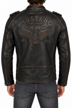 Vintage stila brūna vīriešu ādas jaka „Mustang“