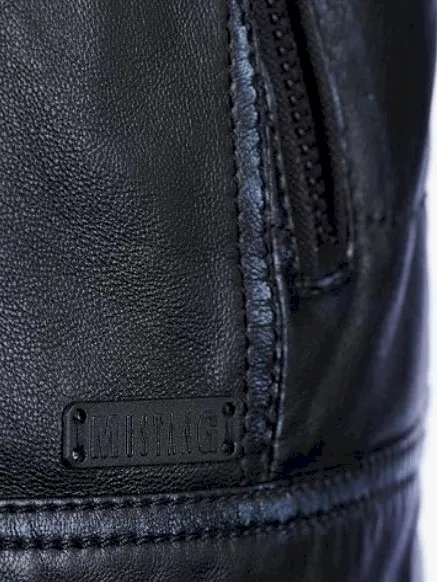 سترة جلدية سوداء للرجال من طراز Mustang Racer Jacket Sport Biker 310-21-39-1000