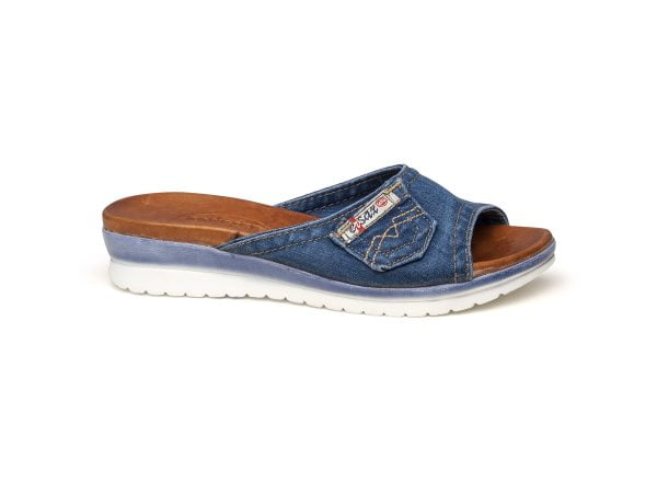 Women's denim slippers Artiker 40C222 blue laced