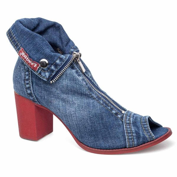 Women's denim boots Artiker 40C289 blue zipper