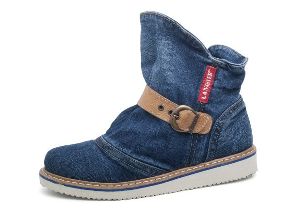 Chaussures en jean pour femmes Artiker 41C234 bleu zip