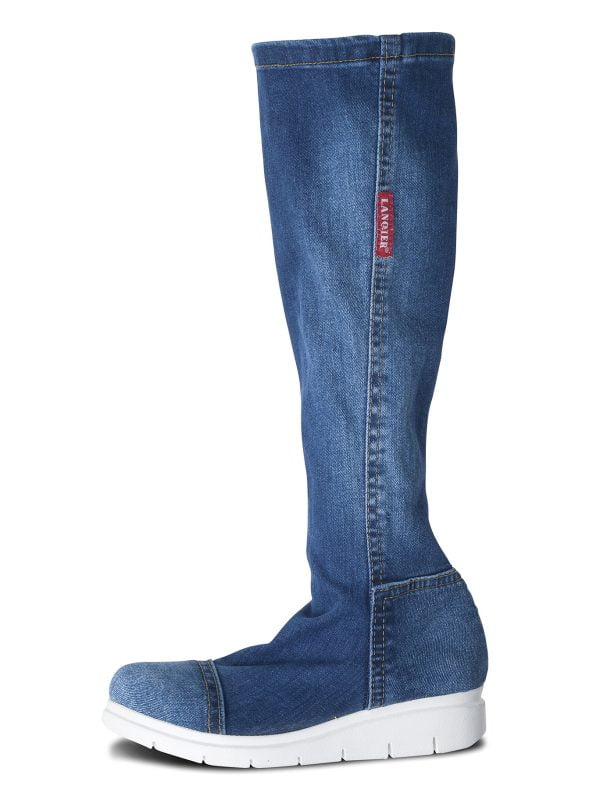 Women's denim boots Artiker 41C249 blue slip-on