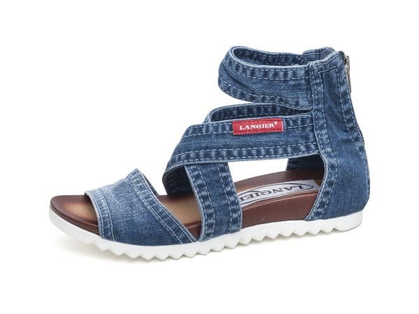 Sandales en jean pour femmes Artiker 42C111 bleu zip