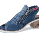 Sandales en jean pour femmes Artiker 44C121 bleu zip