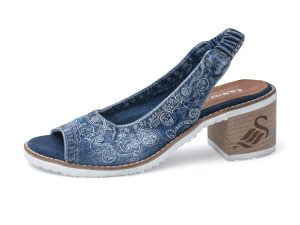 Sandale pentru femei din denim Artiker 44C122 bandă elastică albastră