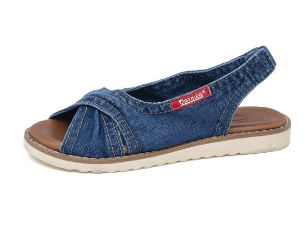 Sandales en jean pour femmes Artiker 46C207 bleu bande élastique