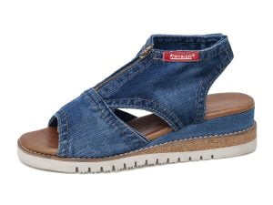 Women's denim sandals Artiker 46C214 blue zipper