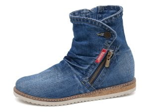 Women's denim boots Artiker 46C237 blue zipper