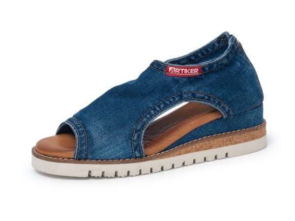 Women's denim sandals Artiker 50C-256 blue zipper