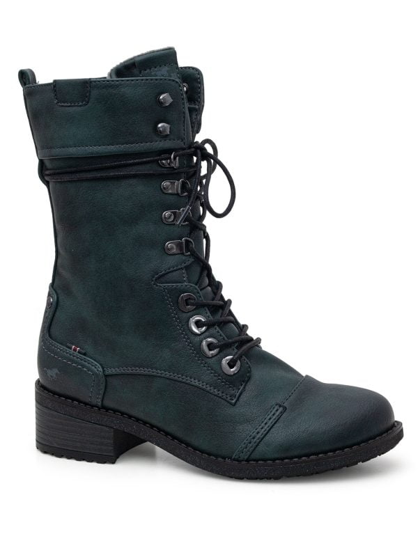 Women's boots Mustang 49C-918 (1403-502-810) green lace-up