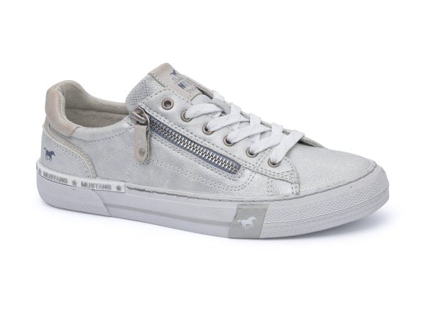 Women's sneakers Mustang 50C-045 (1353-306-21) silver lace-up