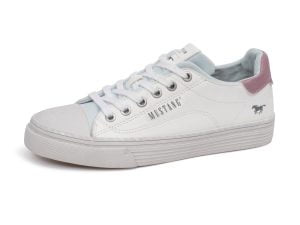 Pantofi de tenis cu șireturi Mustang 52C-036 (1376-306-18) de culoare albă pentru femei