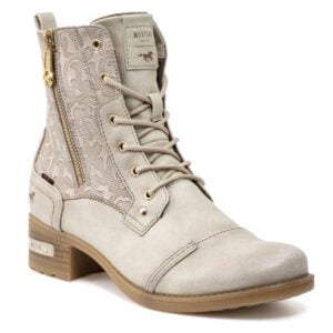 Women's Mustang 1229-508-203 ivory lace-up boots