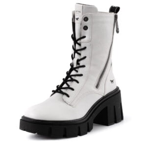 Women's Mustang 1471-502-001 white lace-up boots