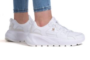 Tommy Hilfiger γυναικεία παπούτσια PREMIUM RUNNER LTHR FW0FW07340 YBS Λευκό