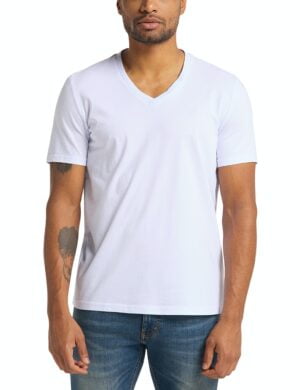 Camiseta de hombre Mustang 2-Pack C-Cuello C 1006170-2045 blanca