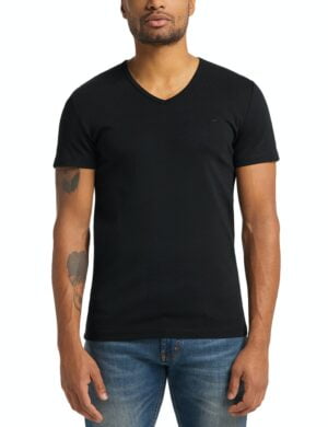 Camiseta de cuello en C de 2 piezas para hombre Mustang 1008814-4142 negro