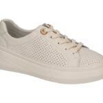 Women's beige lace-up leather shoes