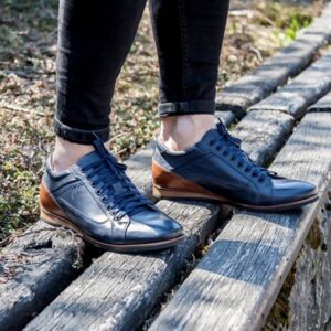 Men's casual leather shoes navy blue 2844 Domeno