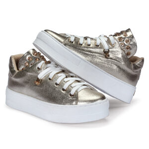 Gold women's sneakers B498RN920 Domeno