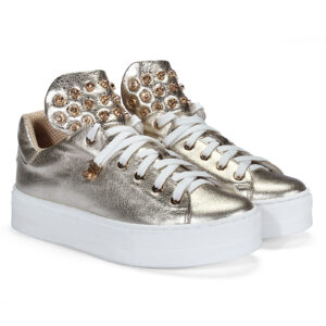 Gold women's sneakers B498RN920 Domeno