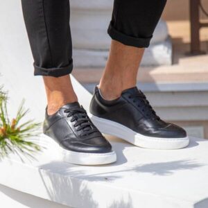 Men's leather sneakers black JUAN Domeno