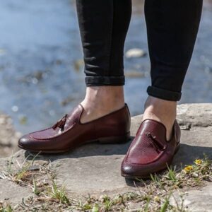 Men's maroon moccasins 4553RN834M2 Domeno