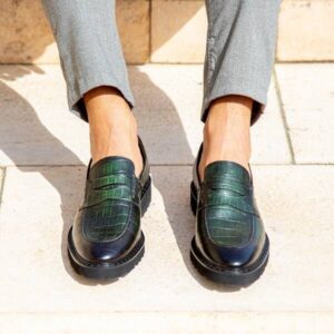 Men's green moccasins 6214RN1140_ZIEL Domeno
