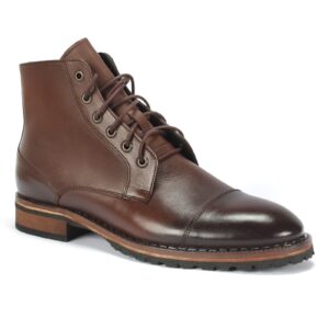 Brown men's leather boots 4645BR896F Domeno