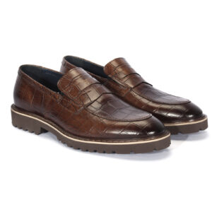 Men's beige leather moccasins 6214BE280_BŻ Domeno