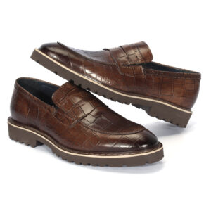 Men's beige leather moccasins 6214BE280_BŻ Domeno