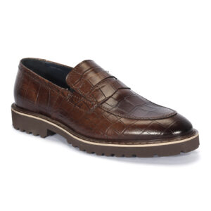 Men's beige leather moccasins 6214BE280_BŻ Domeno