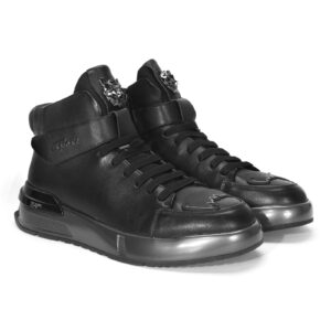 Baskets homme en cuir noir R6576_CZ Domeno