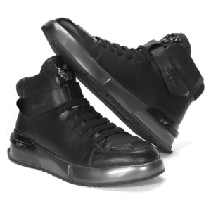 Men's black leather sneakers R6576_CZ Domeno