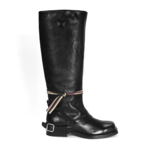Women's black leather boots CALFBLACKE203 Domeno