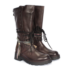 Brown leather boots for women ANILEXMOROD543_BR Domeno