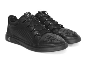 Black leather men's sneakers S8016_XT6820_CZ Domeno