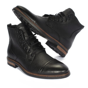 Men's black leather boots
