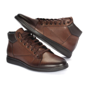 Коричневые кожаные мужские зимние ботинки от Domeno