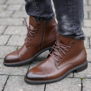 Кафяви мъжки ботуши от естествена кожа 5276BR960_BR Domeno