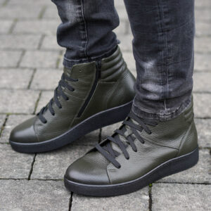 Skórzane buty zimowe męskie 5386RN898_ZIEL Domeno